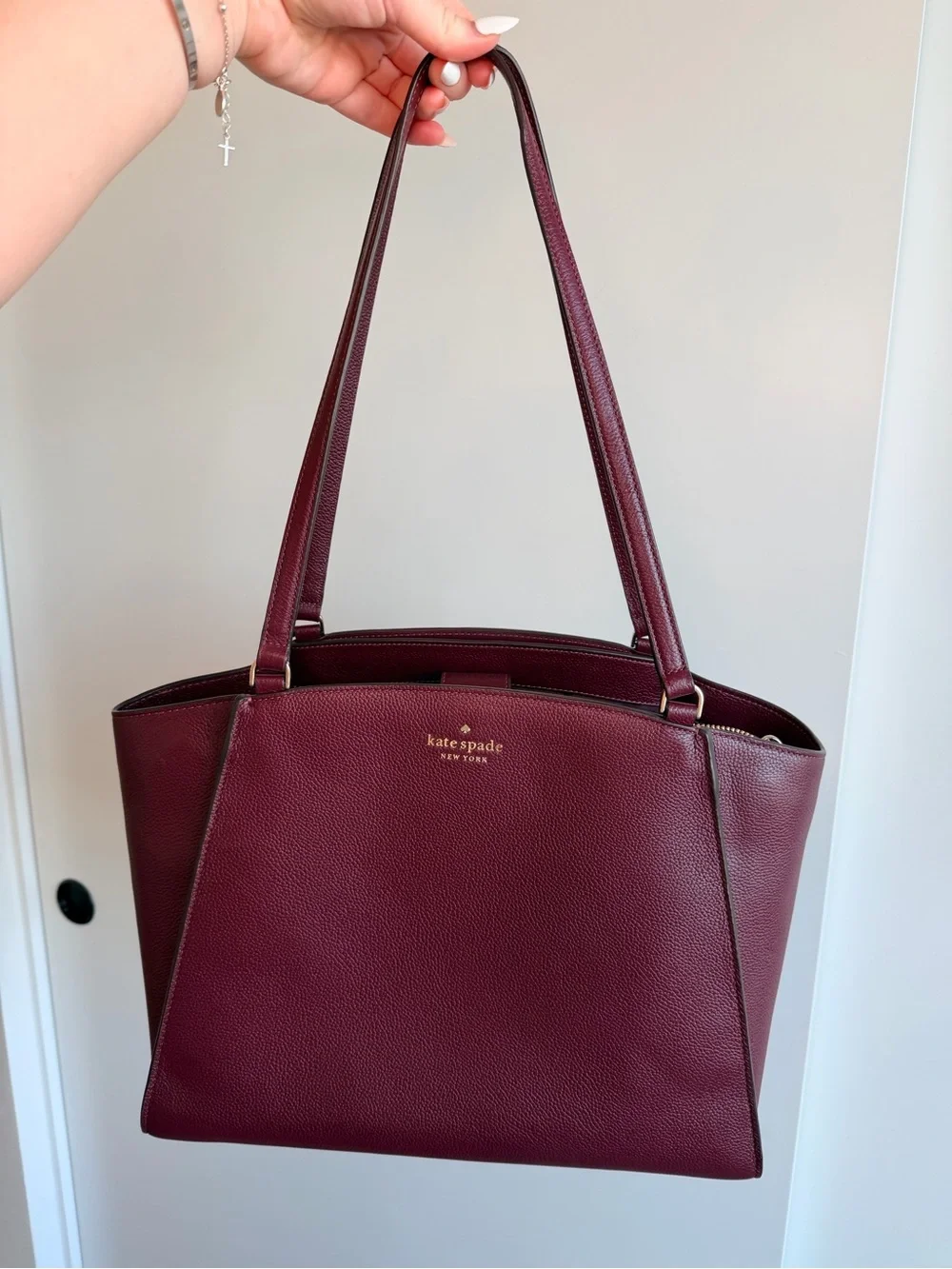 kate spade Deep Burgundy Pebbled Leather Shoulder Bag